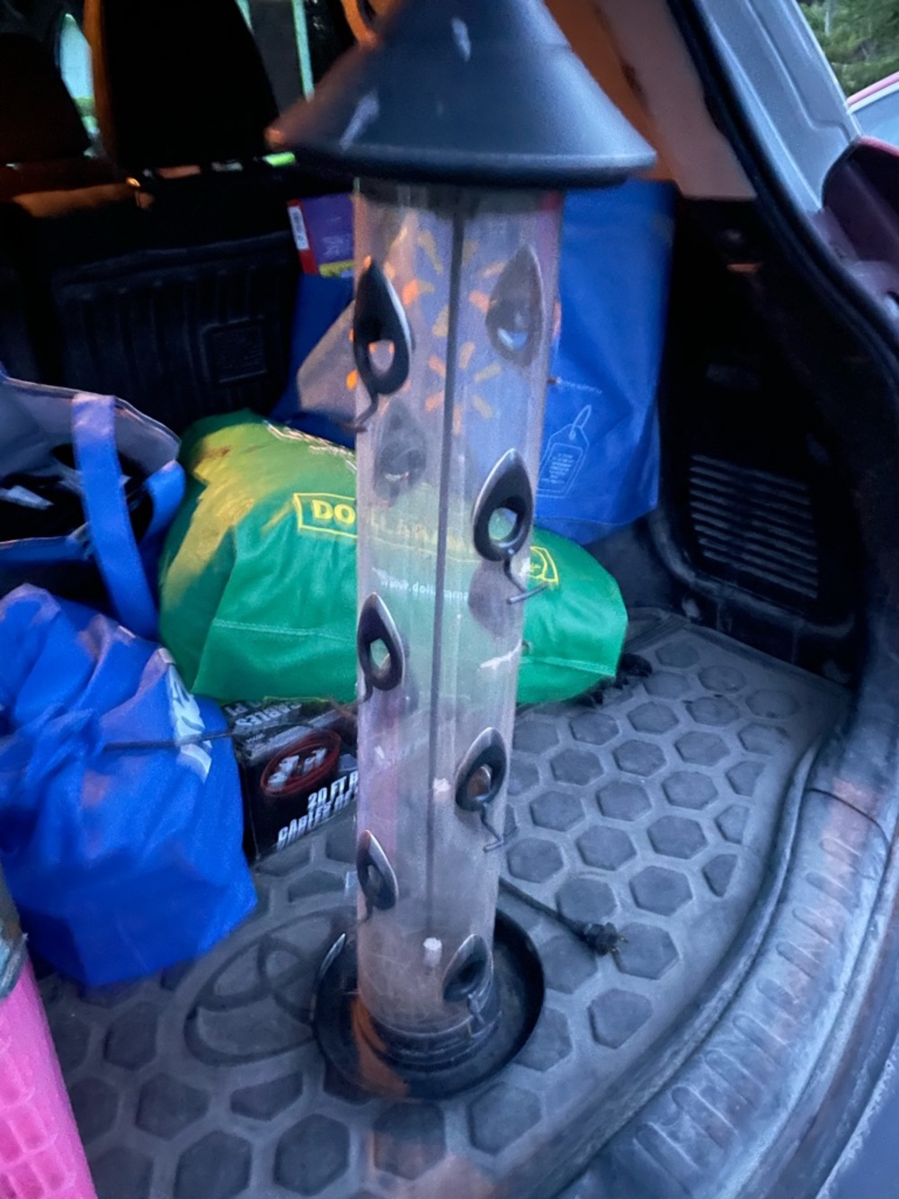 Tall Clear Tube Bird Feeder with Black Ports